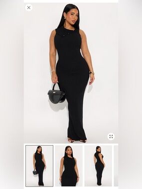 Fashion Nova Black Ribbed Sweater Maxi Dress